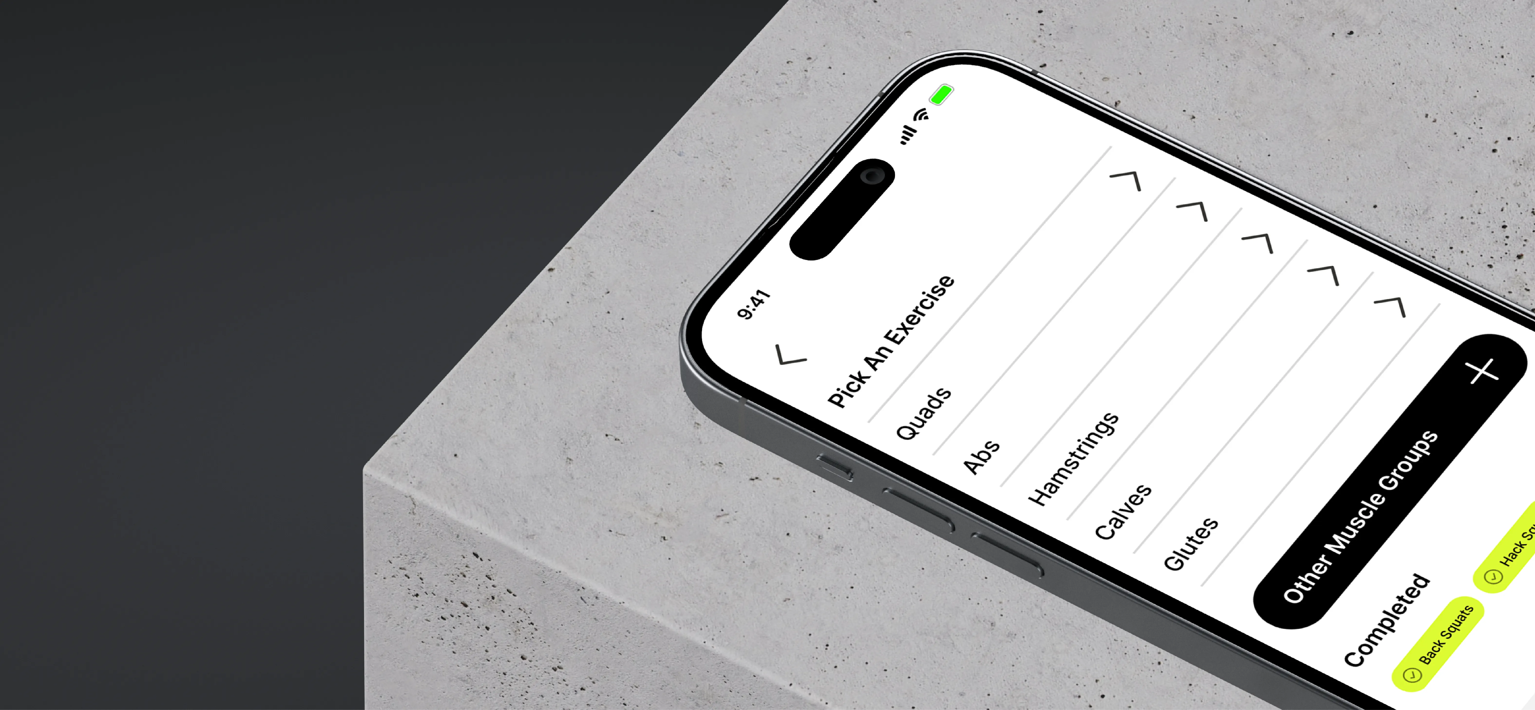 Vasa App pick an exercise screen on a physical phone mockup